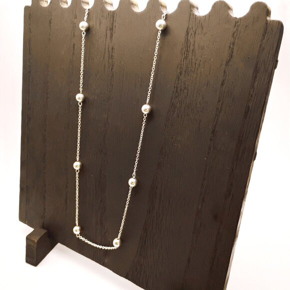 Chaps 34-36 inch Silver Tone Beaded Chain Necklace Long Layering Jewelry - Picture 3 of 8